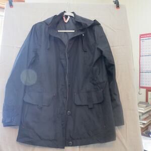 Lands' End Black Hooded Field Jacket Gorpcore Rainjacket